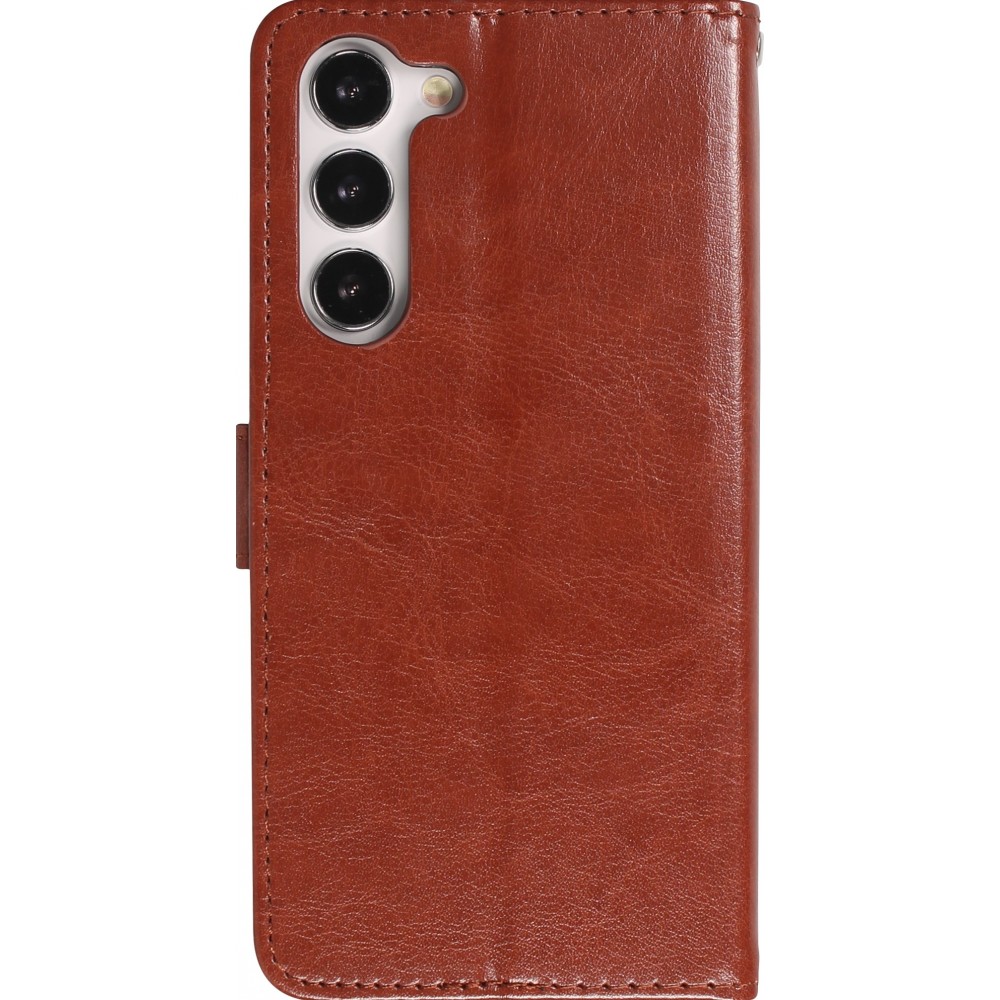 Fourre Samsung Galaxy A14 - Premium Flip cuir lisse porte-cartes - Brun