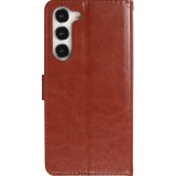Fourre Samsung Galaxy A14 - Premium Flip cuir lisse porte-cartes - Brun
