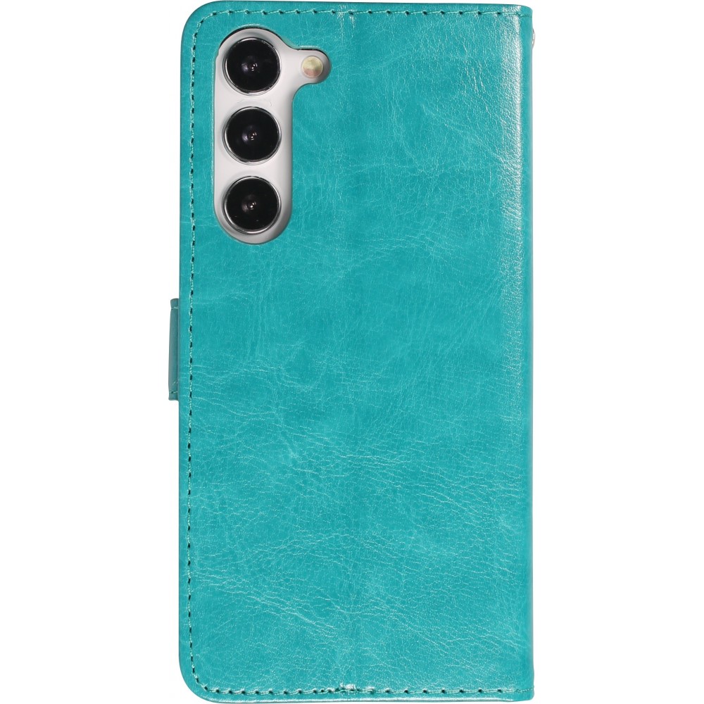 Fourre Samsung Galaxy S23+ - Premium Flip cuir lisse porte-cartes - Turquoise