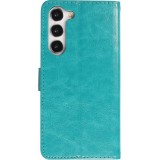 Fourre Samsung Galaxy S23+ - Premium Flip cuir lisse porte-cartes - Turquoise