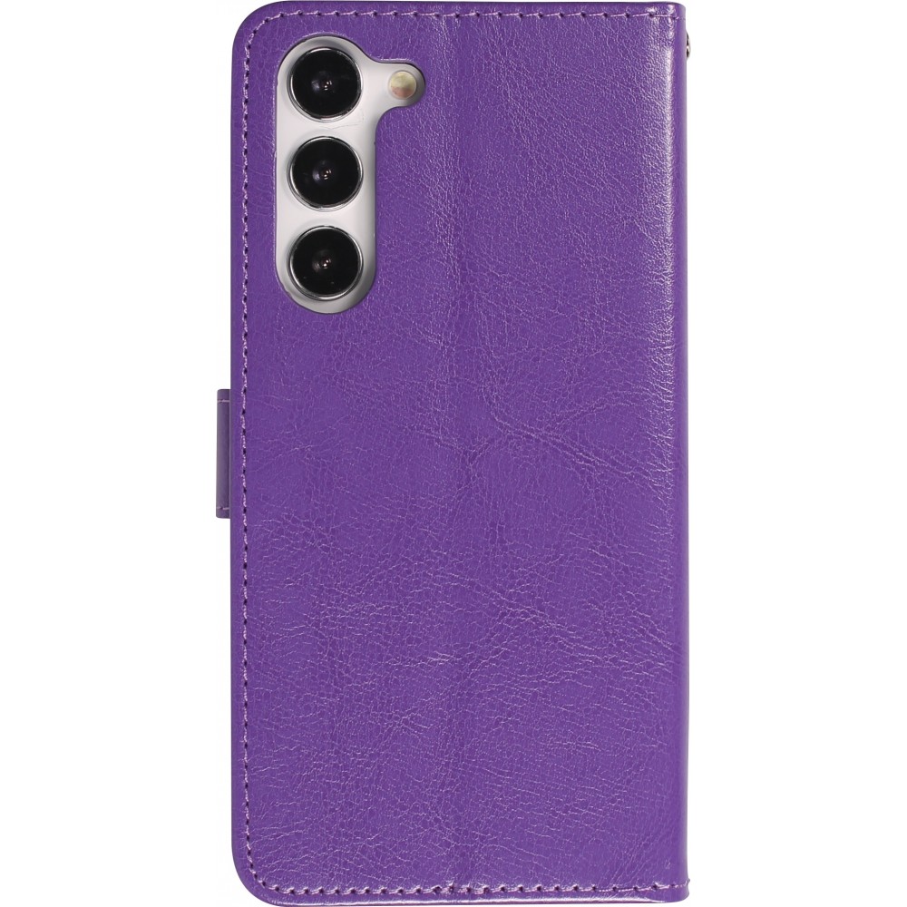 Coque Samsung Galaxy S23+ - Premium Flip cuir lisse porte-cartes - Violet