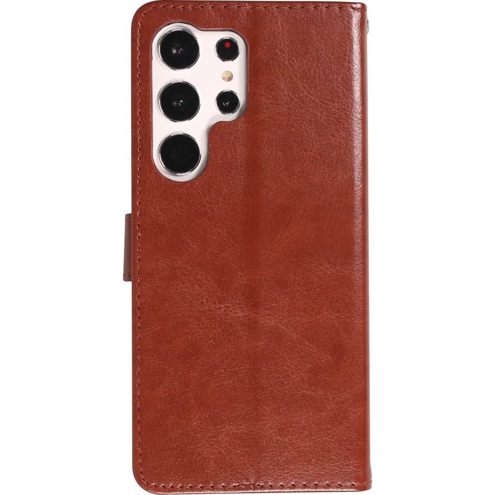 Fourre Samsung Galaxy S23 Ultra - Premium Flip cuir lisse porte-cartes - Brun
