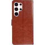 Fourre Samsung Galaxy S23 Ultra - Premium Flip cuir lisse porte-cartes - Brun
