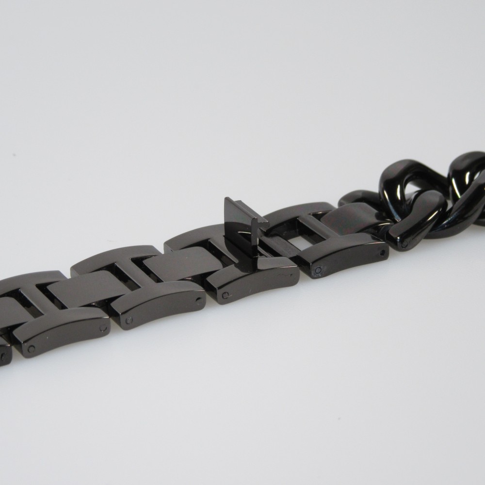 Bracelet en acier Diamond Loop avec strass luxueux à grosses boucles - Noir - Apple Watch 42 mm / 44 mm