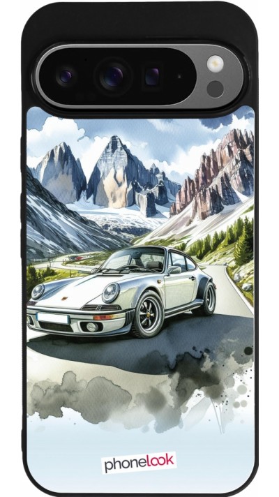 Google Pixel 9 Pro XL Case Hülle - Silikon schwarz Porsche 911 Berg Aquarell
