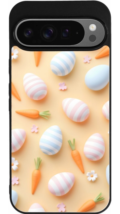 Google Pixel 9 Pro XL Case Hülle - Silikon schwarz Easter 2026 Pattern Easter
