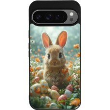 Google Pixel 9 Pro XL Case Hülle - Silikon schwarz Easter 2026 Rabbit in the garden