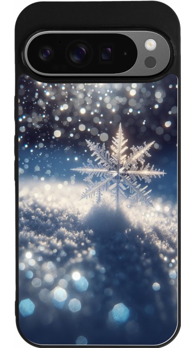 Google Pixel 9 Pro XL Case Hülle - Silikon schwarz Schneeflocke Solar Glanz