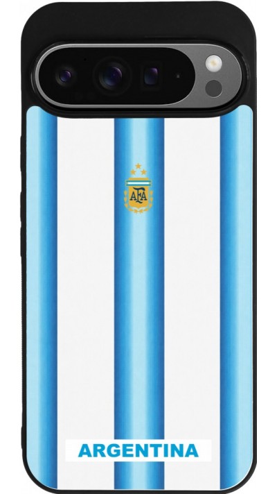Coque Google Pixel 9 Pro XL - Silicone rigide noir Maillot de football Argentine 2026 personnalisable