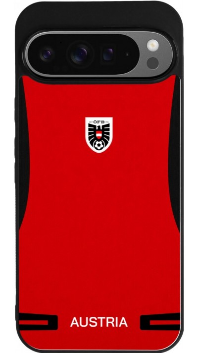 Coque Google Pixel 9 Pro XL - Silicone rigide noir Maillot de football Autriche 2026 personnalisable