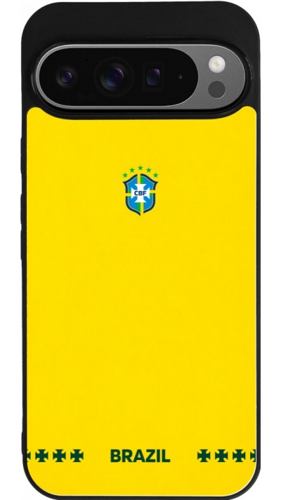 Coque Google Pixel 9 Pro XL - Silicone rigide noir Maillot de football Bresil 2026 personnalisable