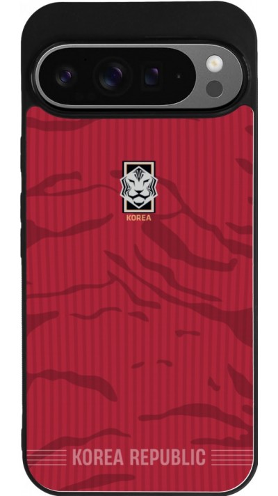 Coque Google Pixel 9 Pro XL - Silicone rigide noir Maillot de football Corée du Sud 2026 personnalisable