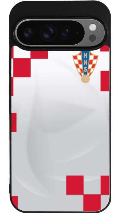 Google Pixel 9 Pro XL Case Hülle - Silikon schwarz Kroatien 2022 personalisierbares Fussballtrikot