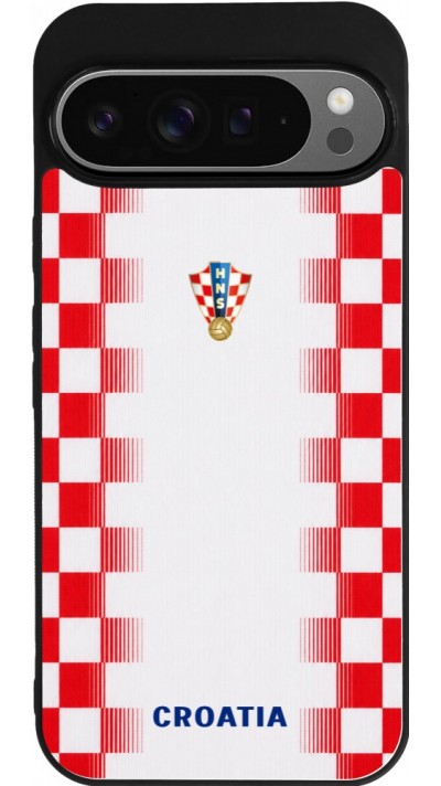 Coque Google Pixel 9 Pro XL - Silicone rigide noir Maillot de football Croatie 2026 personnalisable