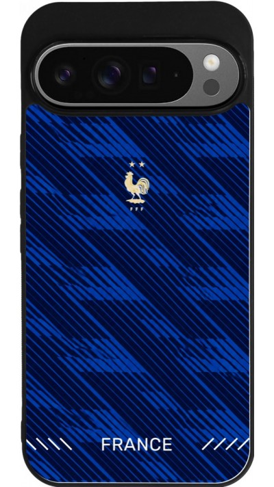 Coque Google Pixel 9 Pro XL - Silicone rigide noir Maillot de football France 2026 personnalisable