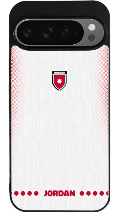 Coque Google Pixel 9 Pro XL - Silicone rigide noir Maillot de football Jordanie 2026 personnalisable