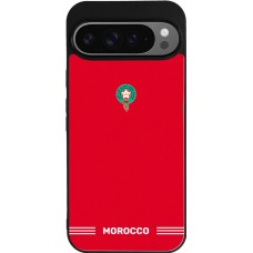 Coque Google Pixel 9 Pro XL - Silicone rigide noir Maillot de football Maroc 2026 personnalisable