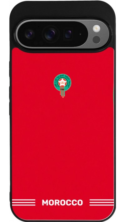 Coque Google Pixel 9 Pro XL - Silicone rigide noir Maillot de football Maroc 2026 personnalisable