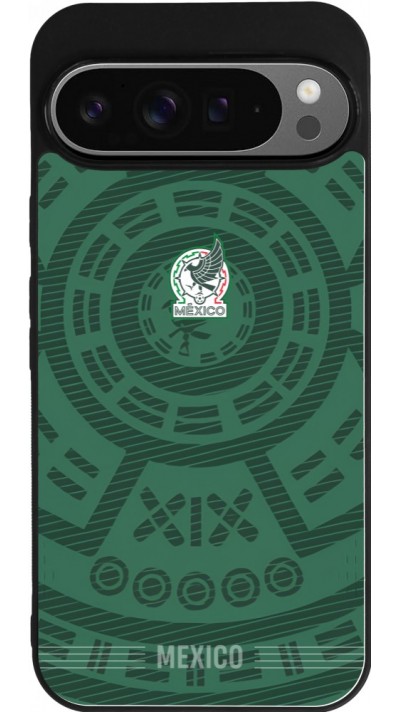 Coque Google Pixel 9 Pro XL - Silicone rigide noir Maillot de football Mexique 2026 personnalisable