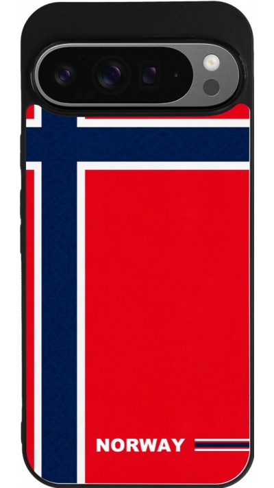 Coque Google Pixel 9 Pro XL - Silicone rigide noir Maillot de football Norvège 2026 personnalisable