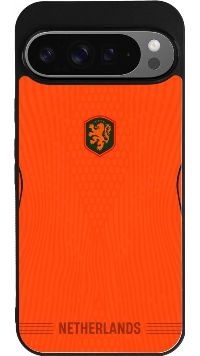 Coque Google Pixel 9 Pro XL - Silicone rigide noir Maillot de football Pays-Bas 2026 personnalisable