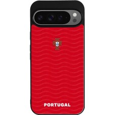 Coque Google Pixel 9 Pro XL - Silicone rigide noir Maillot de football Portugal 2026 personnalisable