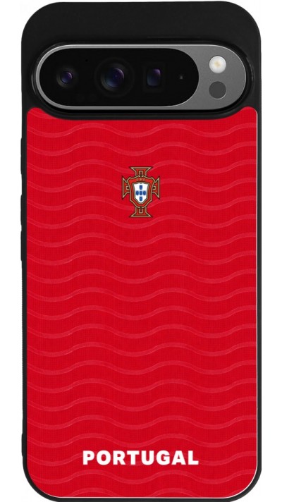 Coque Google Pixel 9 Pro XL - Silicone rigide noir Maillot de football Portugal 2026 personnalisable