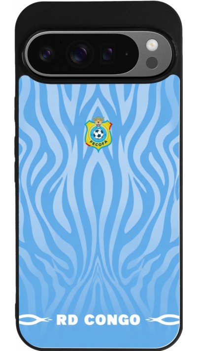 Coque Google Pixel 9 Pro XL - Silicone rigide noir Maillot de football RD Congo 2026 personnalisable