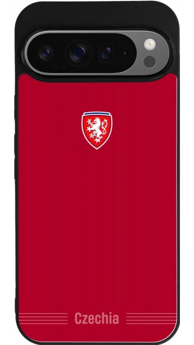 Coque Google Pixel 9 Pro XL - Silicone rigide noir Maillot de football Répuplique Tchèque 2026 personnalisable