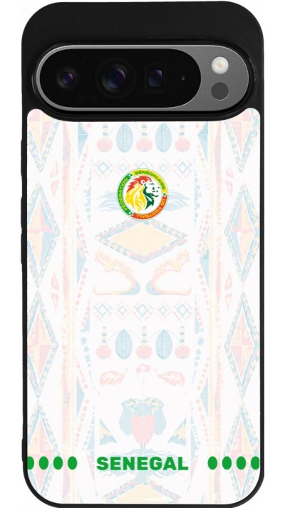 Coque Google Pixel 9 Pro XL - Silicone rigide noir Maillot de football Sénégal 2026 personnalisable