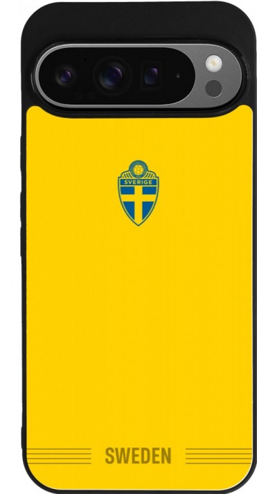 Coque Google Pixel 9 Pro XL - Silicone rigide noir Maillot de football Suède 2026 personnalisable
