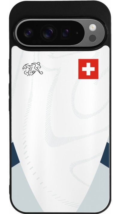 Google Pixel 9 Pro XL Case Hülle - Silikon schwarz Schweiz Away personalisierbares Fussballtrikot