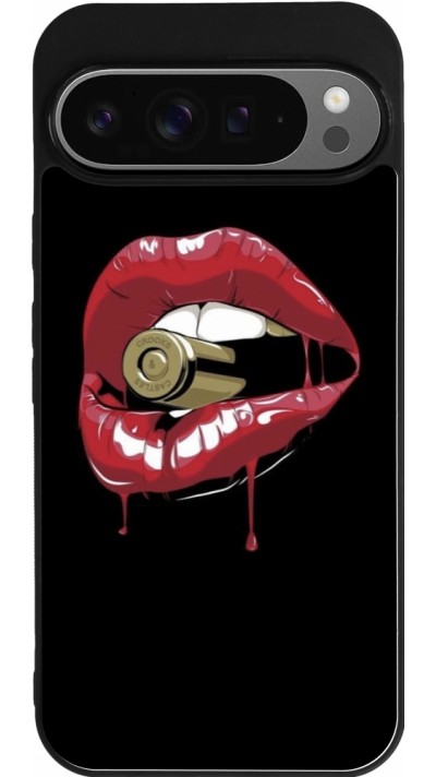 Google Pixel 9 Pro XL Case Hülle - Silikon schwarz Lips bullet