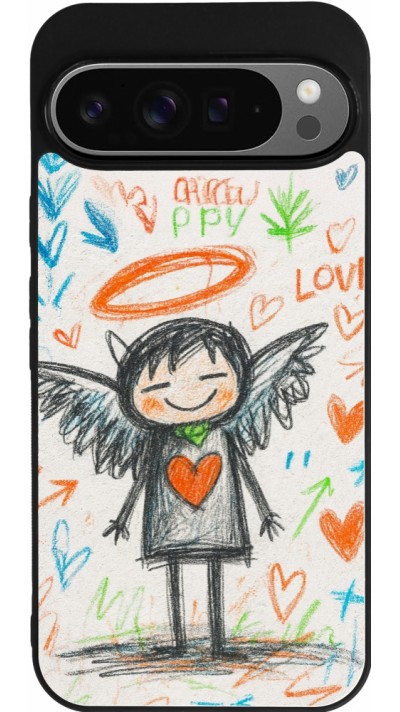 Google Pixel 9 Pro XL Case Hülle - Silikon schwarz Little Angel Sketch Love