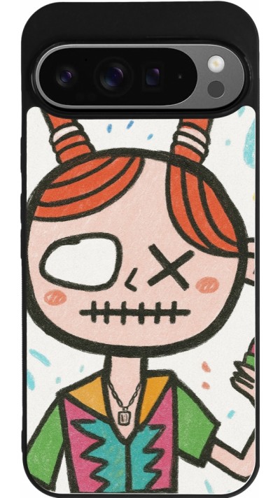 Google Pixel 9 Pro XL Case Hülle - Silikon schwarz Little Girl Sketch