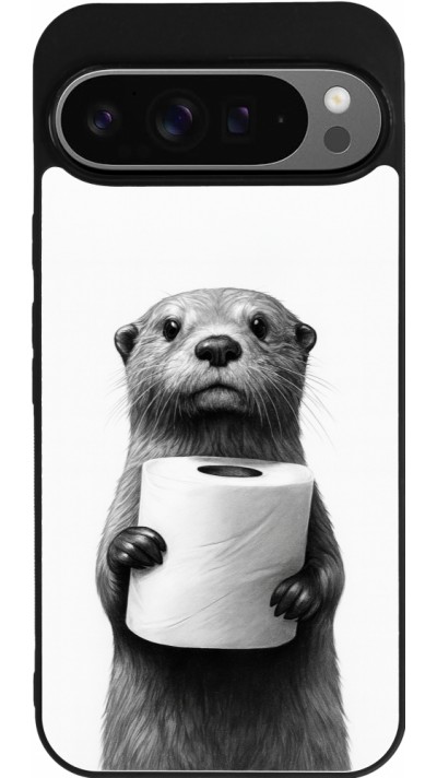 Google Pixel 9 Pro XL Case Hülle - Silikon schwarz Otter Toilettenpapier