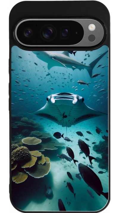 Google Pixel 9 Pro XL Case Hülle - Silikon schwarz Manta Lagune Reinigung