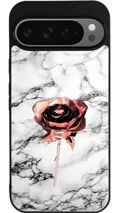 Google Pixel 9 Pro XL Case Hülle - Silikon schwarz Marble Rose Gold