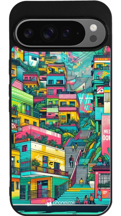 Google Pixel 9 Pro XL Case Hülle - Silikon schwarz Medellin Comuna 13 Kunst