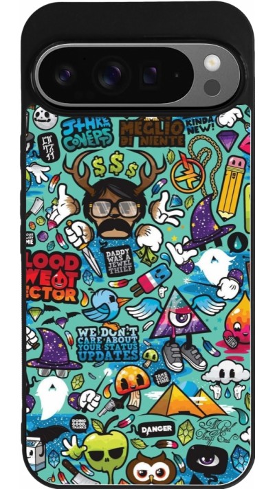 Google Pixel 9 Pro XL Case Hülle - Silikon schwarz Mixed Cartoons Turquoise
