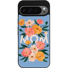 Google Pixel 9 Pro XL Case Hülle - Silikon schwarz Mom 2026 Flowers