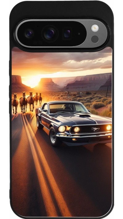 Google Pixel 9 Pro XL Case Hülle - Silikon schwarz Mustang 69 Grand Canyon