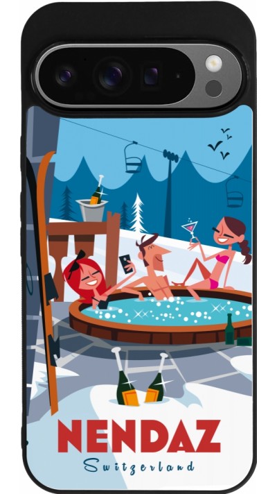 Google Pixel 9 Pro XL Case Hülle - Silikon schwarz Nendaz Mountain Jacuzzi