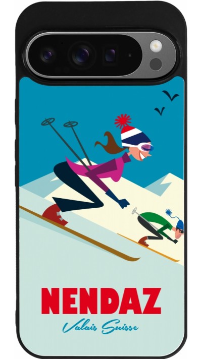 Google Pixel 9 Pro XL Case Hülle - Silikon schwarz Nendaz Ski Downhill