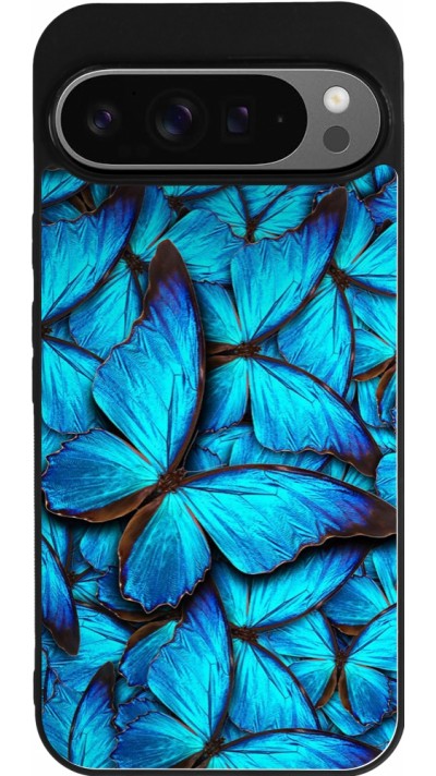 Google Pixel 9 Pro XL Case Hülle - Silikon schwarz Papillon bleu
