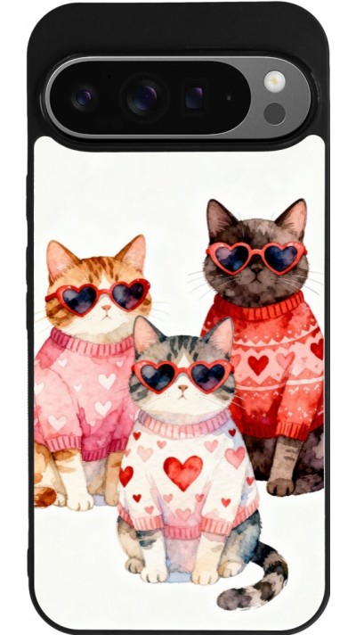 Google Pixel 9 Pro XL Case Hülle - Silikon schwarz Saint Valentines Day 26 Cat Love