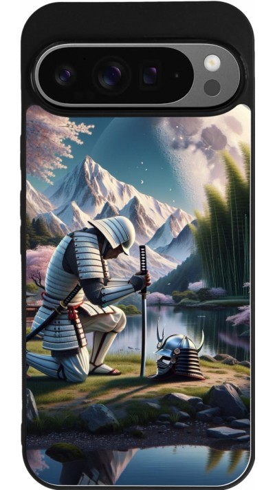 Google Pixel 9 Pro XL Case Hülle - Silikon schwarz Samurai Katana Mond