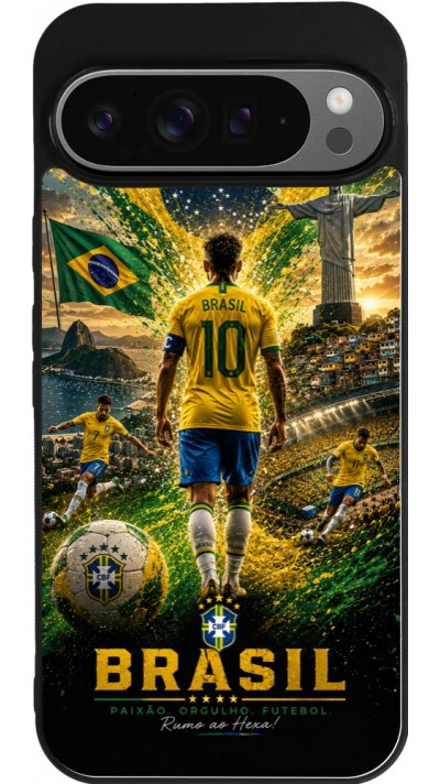 Google Pixel 9 Pro XL Case Hülle - Silikon schwarz Fussball Brasilien splash 2026