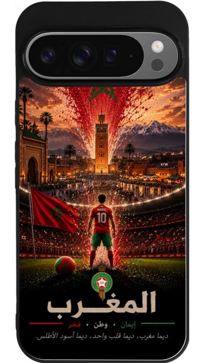 Google Pixel 9 Pro XL Case Hülle - Silikon schwarz Fussball Marokko splash 2026