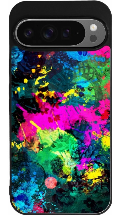 Google Pixel 9 Pro XL Case Hülle - Silikon schwarz Splash paint